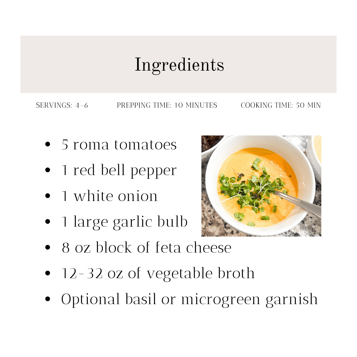 Ingredients list